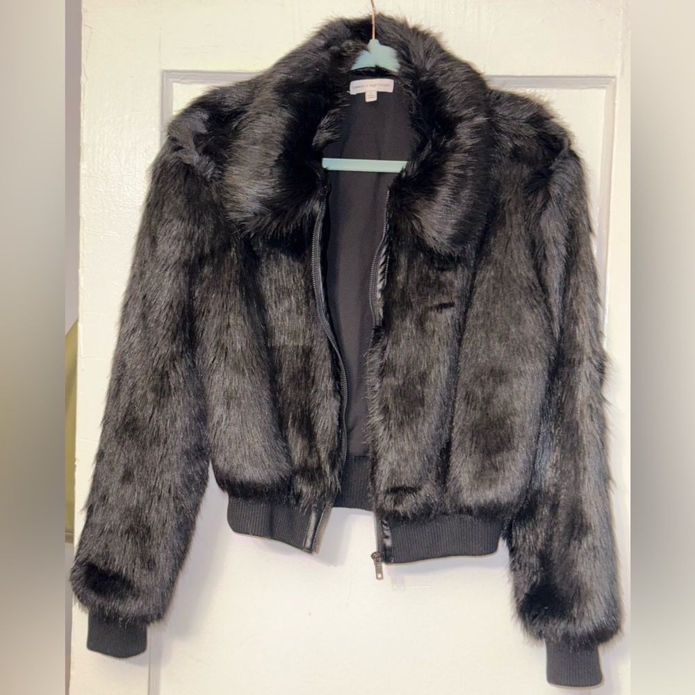 Express X Negin Mirsalehi Faux Fur Bomber Jacket